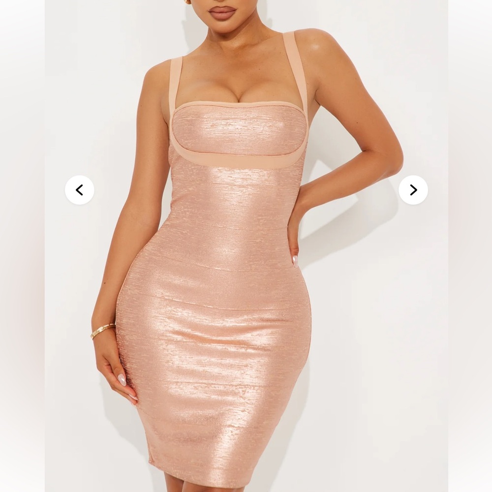 Brand new & never worn- Rose Gold Metallic Dress - Picture 2 of 4